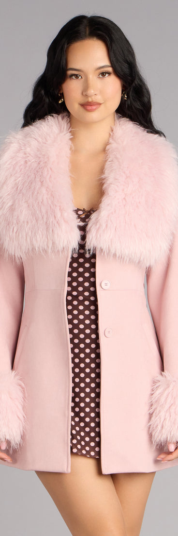 Cold Girl Couture Faux Fur Suede Trench Coat