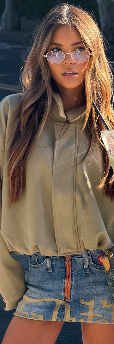 City Crush Faux Suede Bomber Jacket