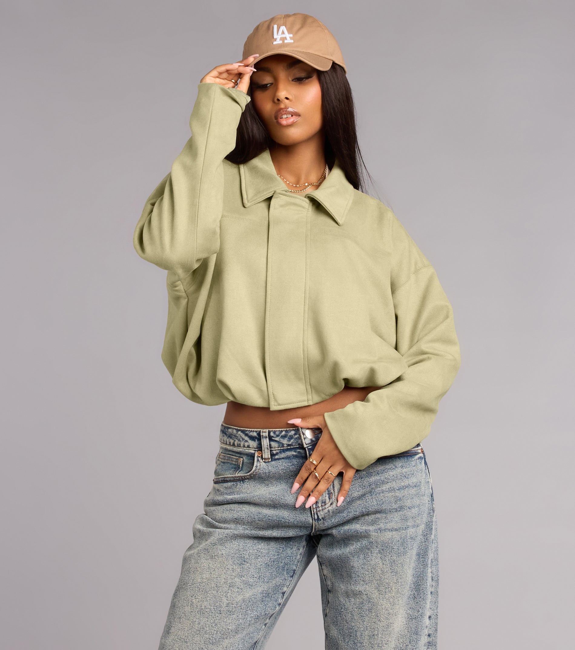 City Crush Faux Suede Bomber Jacket | Windsor