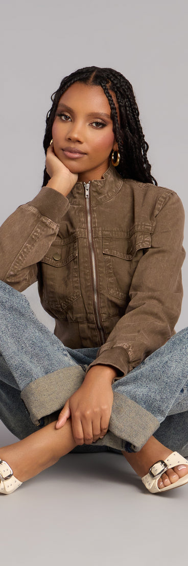 Street Style Mood Cropped Bomber Jacket