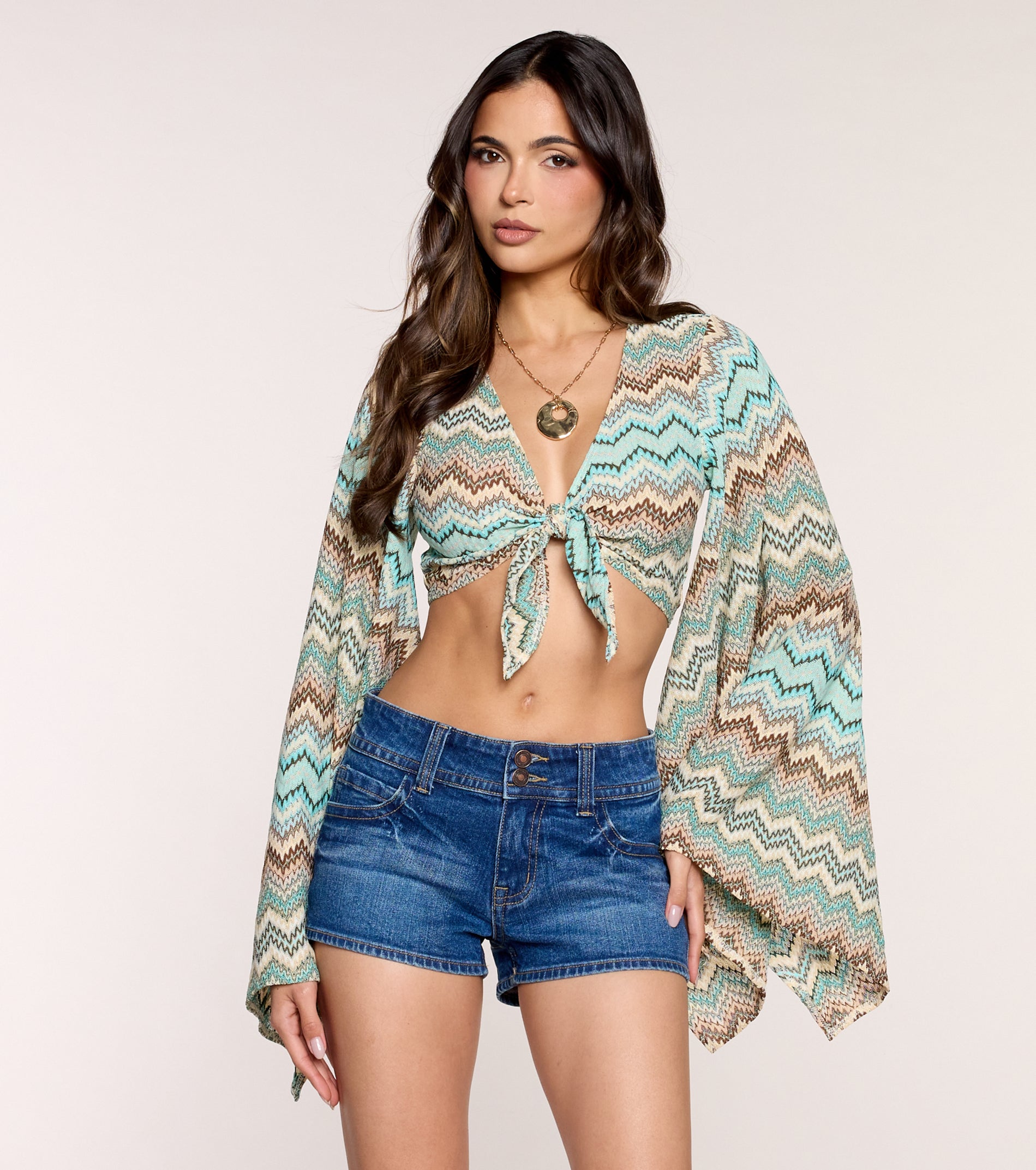 Good Vibes Flare Sleeve Tie-Front Top | Windsor