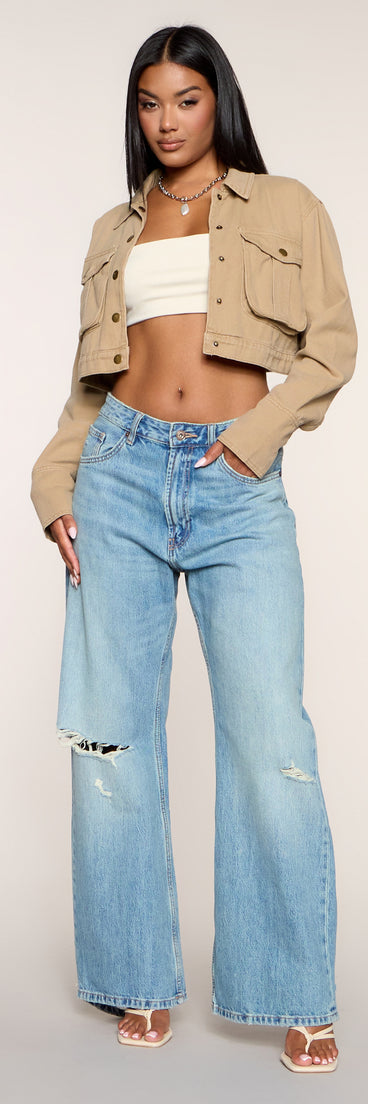 Laid-Back Looks Twill Cropped Jacket