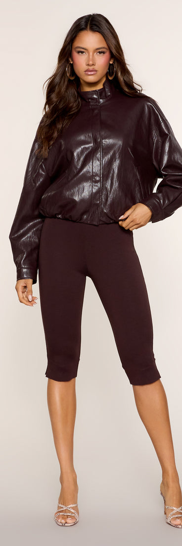 Sleek Club Faux Leather Bomber Jacket