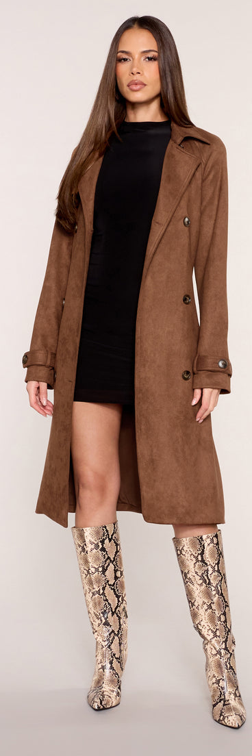 City Forecast Faux Suede Trench Coat