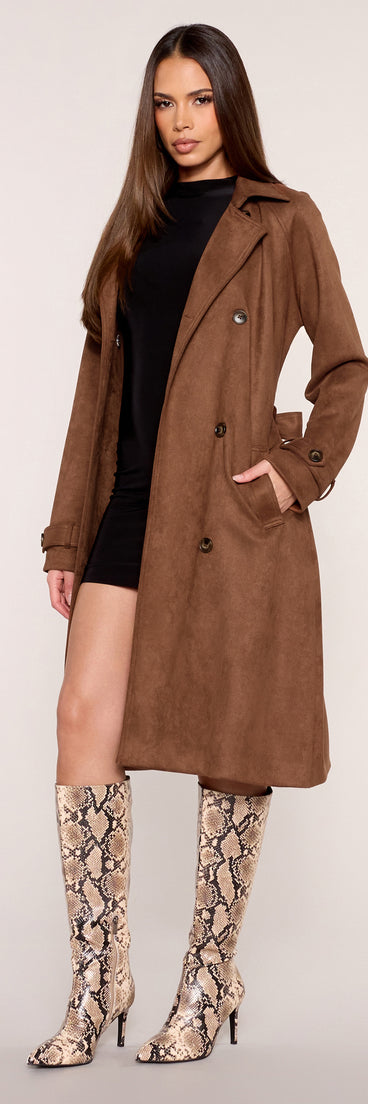 City Forecast Faux Suede Trench Coat