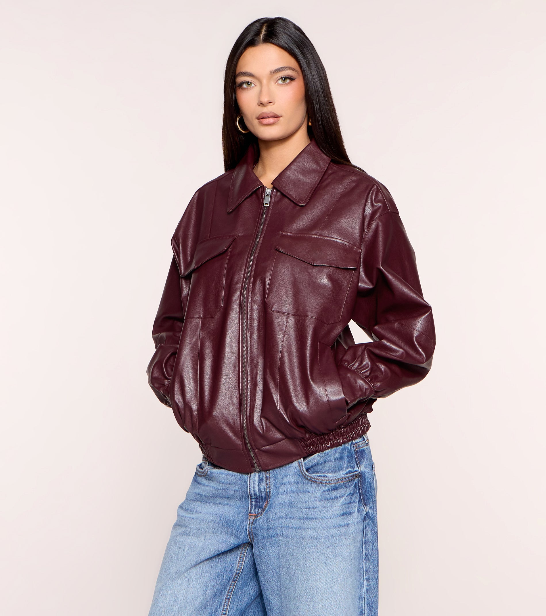 Cool Front Flap Pocket Oversized Bomber Jacket | Windsor