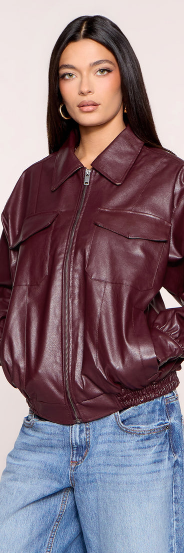 Cool Front Flap Pocket Oversized Bomber Jacket