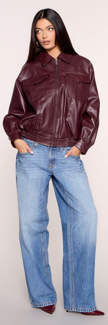 Cool Front Flap Pocket Oversized Bomber Jacket