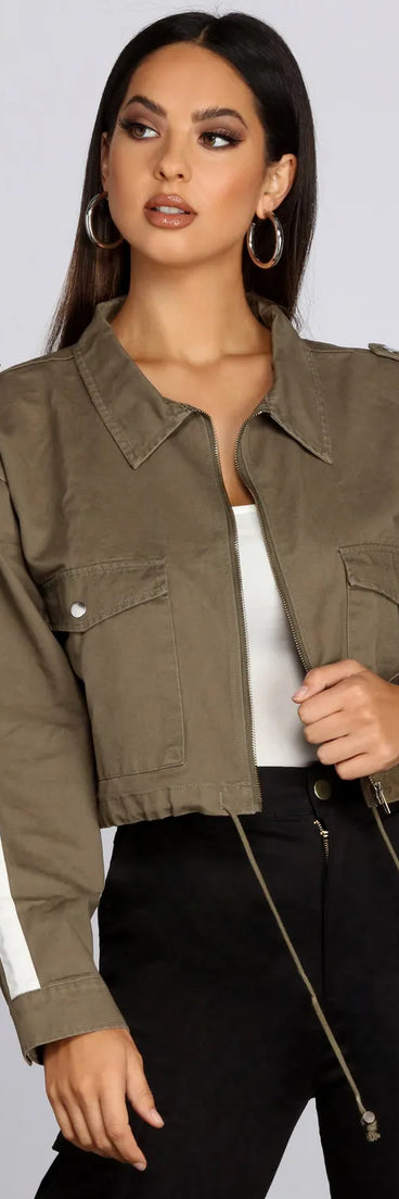 Cropped Cargo Utility Jacket