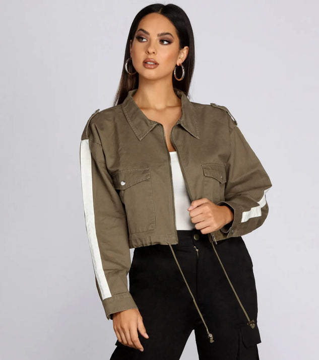 Cropped Cargo Utility Jacket