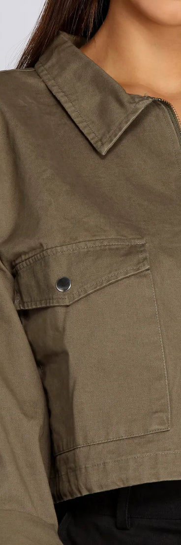 Cropped Cargo Utility Jacket