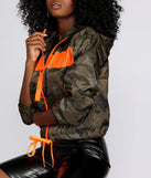 Camo Contrast Zip-Front Jacket
