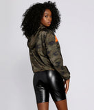 Camo Contrast Zip-Front Jacket