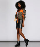 Camo Contrast Zip-Front Jacket