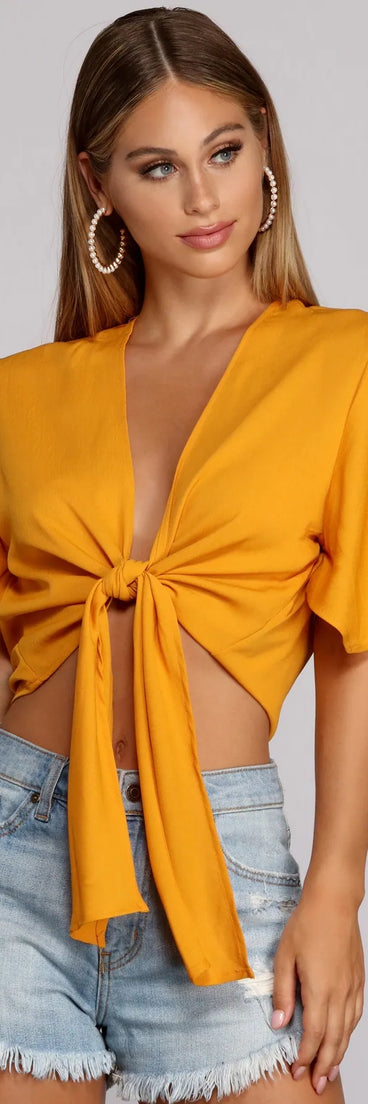 Go With The Flow Tie Front Top