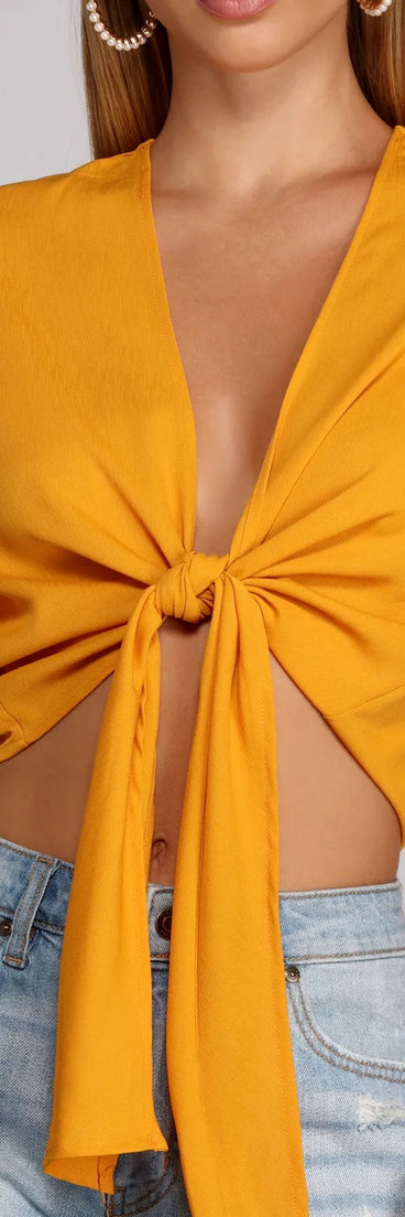Go With The Flow Tie Front Top