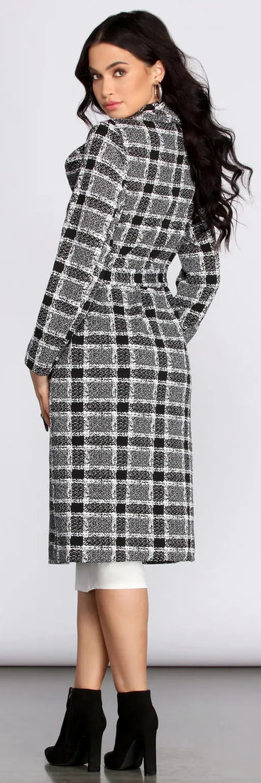 Checks And Balance Long Plaid Coat
