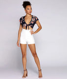 Flutter With Floral Tie Front Top
