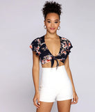 Flutter With Floral Tie Front Top
