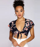 Flutter With Floral Tie Front Top