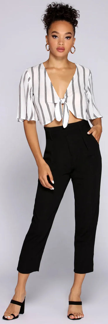Good Gauze Tie Front Crop Top