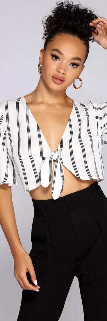 Good Gauze Tie Front Crop Top