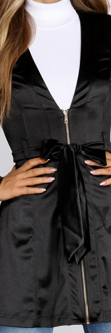 Stunning Sophistication Satin Trench Dress