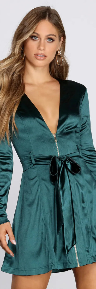 Stunning Sophistication Satin Trench Dress