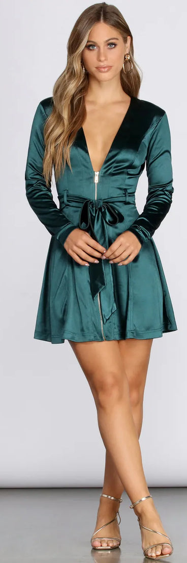 Stunning Sophistication Satin Trench Dress