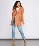 Flyin' First Class Faux Suede Trench Coat