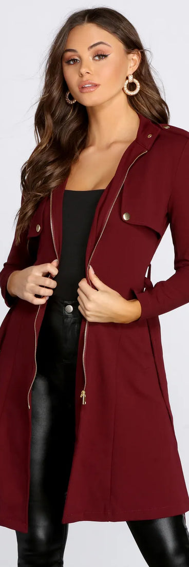 Down To Business Belted Trench Coat