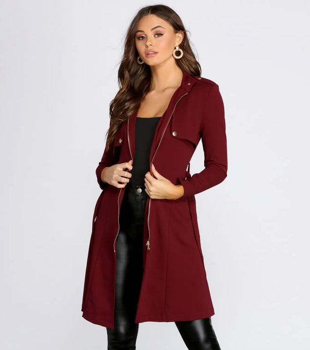 Down To Business Belted Trench Coat