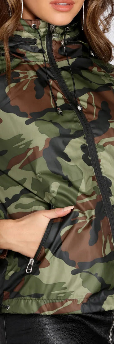 Nylon Camo Hooded Jacket