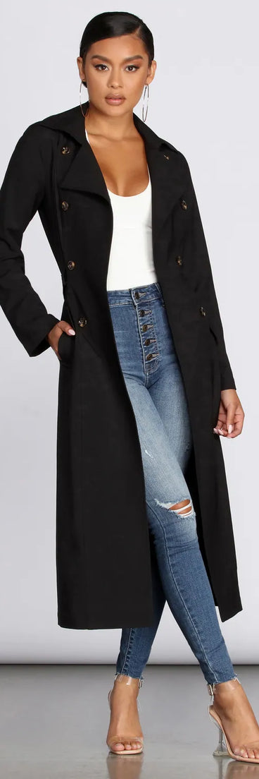 Double Trouble Long Trench Coat