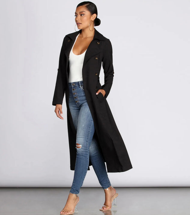 Double Trouble Long Trench Coat