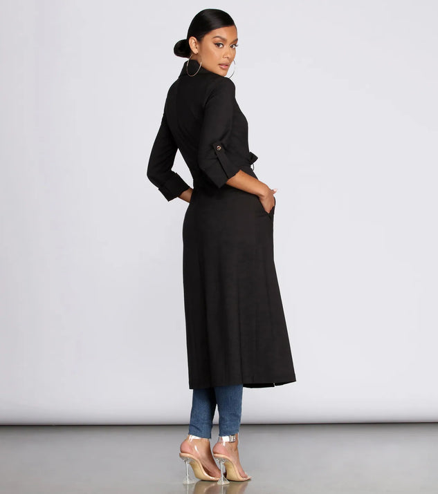 Double Trouble Long Trench Coat