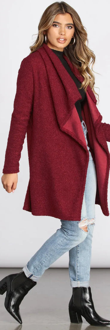 Faux Fur Draped Cardigan Jacket