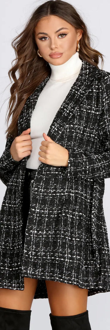 Boucle Belted Blazer Trench
