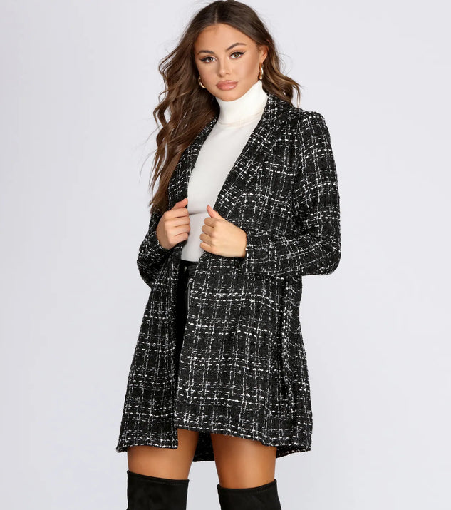 Boucle Belted Blazer Trench