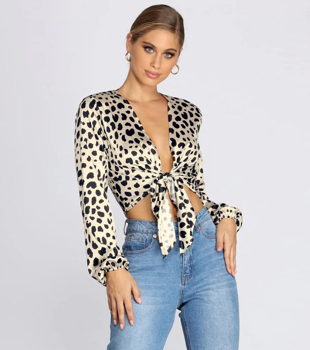 A Leopard Obsession Tie-Front Top