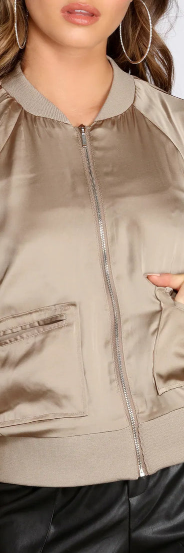 Day N' Night Satin Bomber Jacket