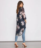 Floral Passion Chiffon High Low Kimono