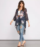 Floral Passion Chiffon High Low Kimono