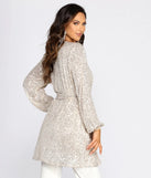 Stunner In Sequins Long Sleeve Trench