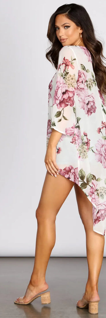Fresh Florals Flowy Chiffon Kimono