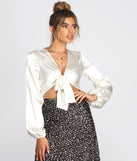 Satin Tie Front Crop Top