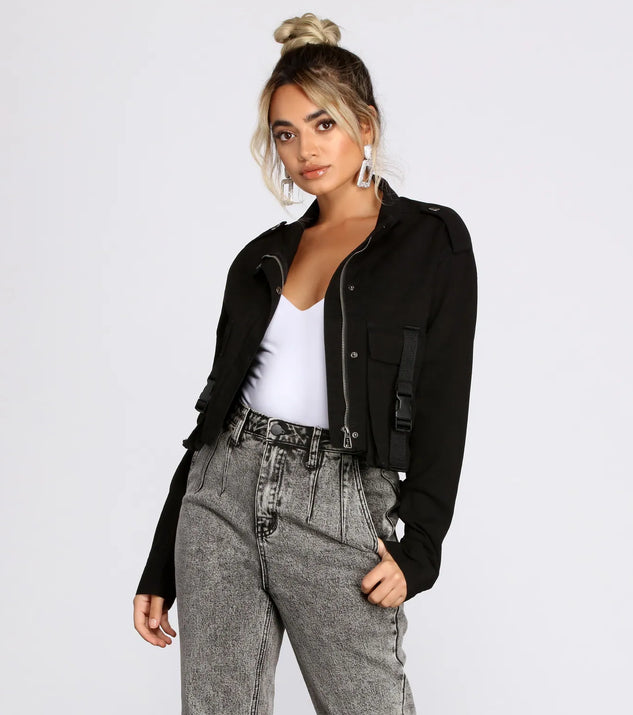 Buckle Up Cropped Jacket