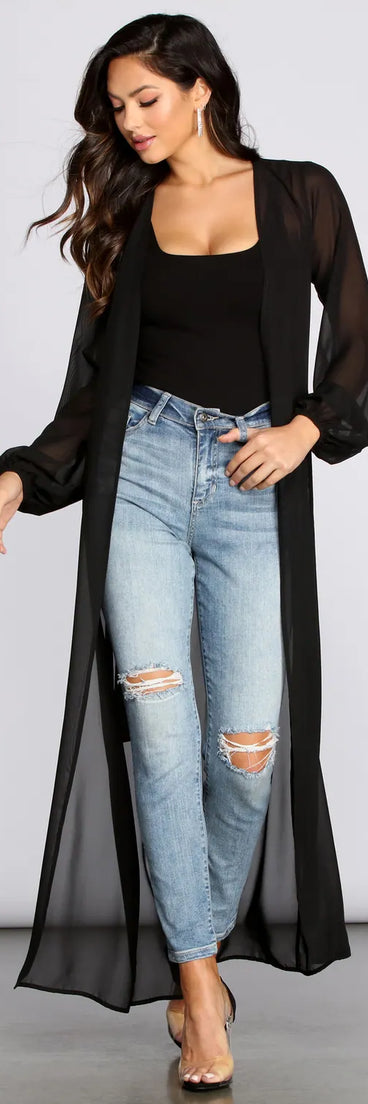 Chic Chiffon Tie Front Duster