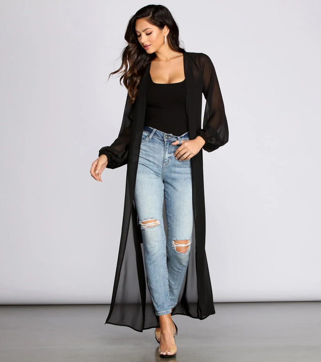 Chic Chiffon Tie Front Duster