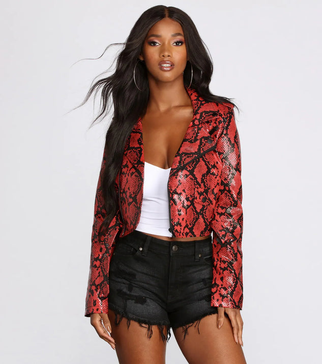 Betta' Than Eva' Snake Print Moto Jacket